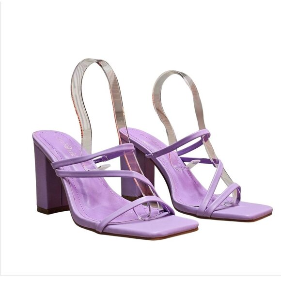 Purple Block Heel Sandals With Strappy Design Open Toe For Women - Picture 6 of 10
